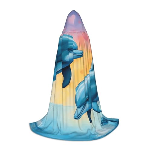 Kapuzenumhang mit Delfinen in Love, für Teenager, Halloween, Cosplay, Umhang Kapuzenumhang mit Delfinen in Love, für Teenager, Halloween, Cosplay, Umhang von Evengigy