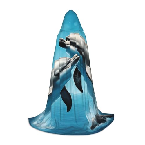 Kapuzenumhang mit Delfinen in Love, für Teenager, Halloween, Cosplay, Umhang von Evengigy