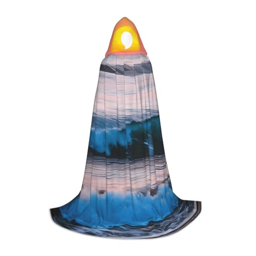 Kapuzenumhang mit Sonnenuntergang und Sonnenaufgang mit Meereswellen-Druck, für Teenager, Halloween, Cosplay, Umhang Kapuzenumhang mit Sonnenuntergang und Sonnenaufgang mit Meereswellen-Druck, für Teenager, Halloween, Cosplay, Umhang von Evengigy
