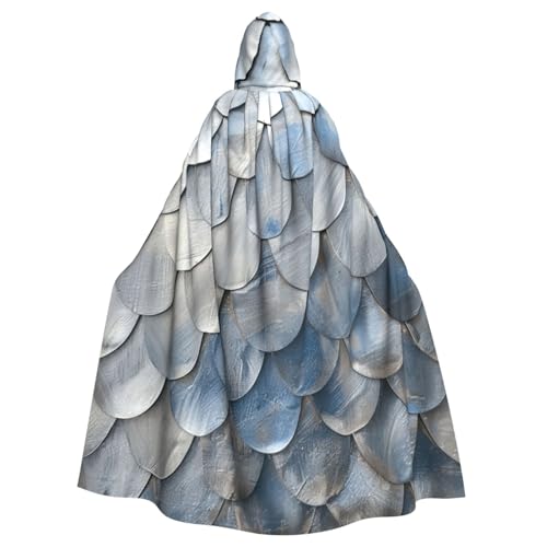 Silberfarbener Fischschuppen-Druck, für Damen und Herren, Erwachsene, Halloween, Kapuzenumhang, Cosplay-Umhang, Uniform Silberfarbener Fischschuppen-Druck, für Damen und Herren, Erwachsene, Halloween, Kapuzenumhang, Cosplay-Umhang, Uniform von Evengigy