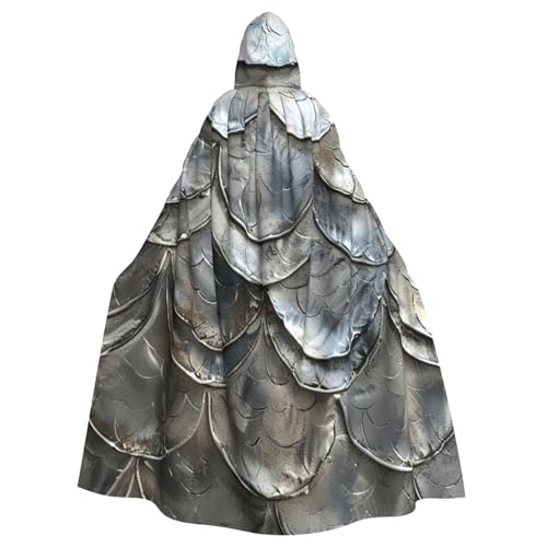 Silberfarbener Fischschuppen-Druck, für Damen und Herren, Erwachsene, Halloween, Kapuzenumhang, Cosplay-Umhang, Uniform Silberfarbener Fischschuppen-Druck, für Damen und Herren, Erwachsene, Halloween, Kapuzenumhang, Cosplay-Umhang, Uniform von Evengigy