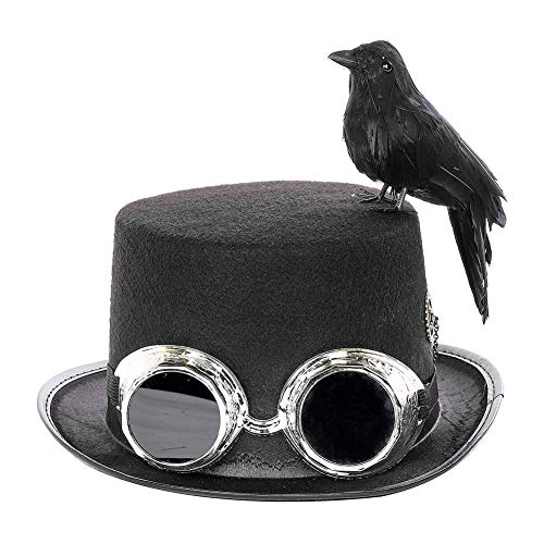 Evenlyao Steampunk Hut Mit Brille, Vintage Gothic Steampunk Hut Mit Retro Silber Brille Und Krähe, Für Metal Music Festival Karneval Cosplay Evenlyao Steampunk Hut Mit Brille, Vintage Gothic Steampunk Hut Mit Retro Silber Brille Und Krähe, Für Metal Music Festival Karneval Cosplay von Evenlyao