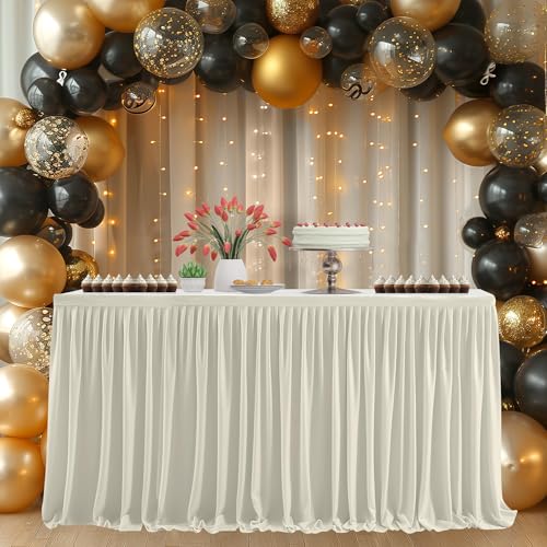 EVENT DECOR SHOP Elfenbeinfarbener Tischrock 4,3 m – plissierter Polyester-Tischrock für rechteckige Tische | elegante Tischdecke für Hochzeiten, Partys, Babypartys, Events, Bankette & Heimdekoration EVENT DECOR SHOP Elfenbeinfarbener Tischrock 4,3 m – plissierter Polyester-Tischrock für rechteckige Tische | elegante Tischdecke für Hochzeiten, Partys, Babypartys, Events, Bankette & Heimdekoration von Event Decor Shop