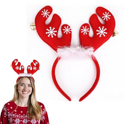 Event Decor Shop 24 cm x 22 cm Weihnachten Rentiergeweih Haarband mit Glocken, Feder & Schneeflocken - Xmas Geweih Stirnband für Erwachsene & Kinder - Festliches Partykostüm & Foto Zubehör - 6 Stück Event Decor Shop 24 cm x 22 cm Weihnachten Rentiergeweih Haarband mit Glocken, Feder & Schneeflocken - Xmas Geweih Stirnband für Erwachsene & Kinder - Festliches Partykostüm & Foto Zubehör - 6 Stück von Event Decor Shop