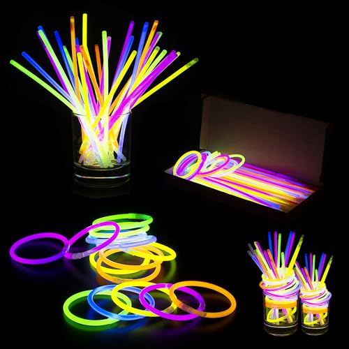 Leuchtstäbe, Party-Set, 50 Stück, ultrahell, 20,3 cm, leuchtet im Dunkeln, Neon-Sticks mit Steckern, leuchtende Armbänder, Halsketten, Partyzubehör für Halloween, Geburtstage, Festivals, Hochzeiten Leuchtstäbe, Party-Set, 50 Stück, ultrahell, 20,3 cm, leuchtet im Dunkeln, Neon-Sticks mit Steckern, leuchtende Armbänder, Halsketten, Partyzubehör für Halloween, Geburtstage, Festivals, Hochzeiten von Event Decor Shop