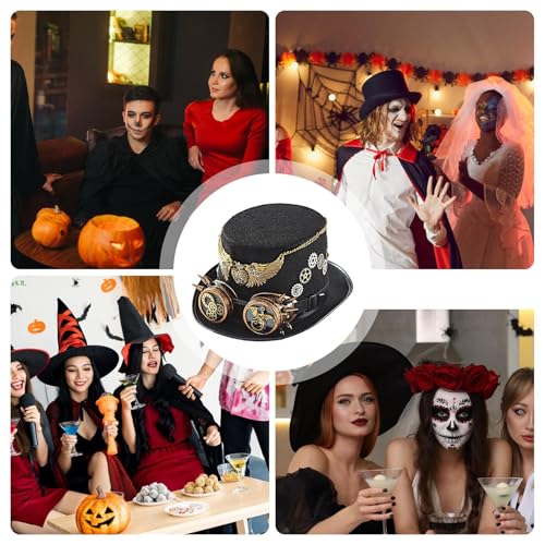 Eventerde Steampunk-Halloween-Kostüme, Western-Jazz-Hut, Robuster, leichter Steampunk-Hut, Verstellbarer Riemen, Halloween-Kostüme, Gentleman-Kostüm für Karneval, Cosplay von Eventerde
