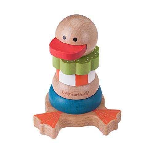 EverEarth Bunte Stapelente aus nachhaltigem Holz – Steckspielzeug zur Förderung von Motorik und Farbenlernen – Umweltfreundliches Lernspielzeug für Kinder – EE33728 EverEarth Bunte Stapelente aus nachhaltigem Holz – Steckspielzeug zur Förderung von Motorik und Farbenlernen – Umweltfreundliches Lernspielzeug für Kinder – EE33728 von EverEarth