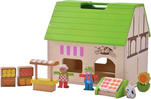 EverEarth Puppenhaus Bioladen aus nachhaltigem Holz – Lernspielzeug mit detailreichem Zubehör für fantasievolles Rollenspiel – Kindgerechtes Spielset mit unbedenklichen Wasserfarben – Bioladen EE33609 EverEarth Puppenhaus Bioladen aus nachhaltigem Holz – Lernspielzeug mit detailreichem Zubehör für fantasievolles Rollenspiel – Kindgerechtes Spielset mit unbedenklichen Wasserfarben – Bioladen EE33609 von EverEarth