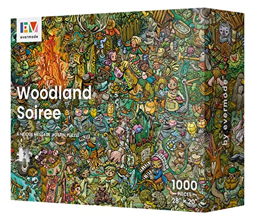 Woodland Soiree - A Hidden Message Mystery Jigsaw Puzzle for Adults - 1000 Pieces, Beautifully Detailed 20'' x 28'' Frameable Art von Evermade
