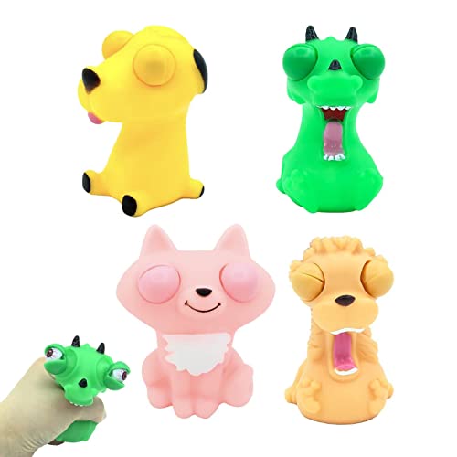 EviKoo Fidget Squeeze Toy,Tier Fidget Toys - 4 Stück Zappeltiere mit herausspringenden Augen | Squeeze Stress Ball Spielzeug Kinder Sensory Fidget Toys Squeezy Animals für Goodie Bag Filler von EviKoo