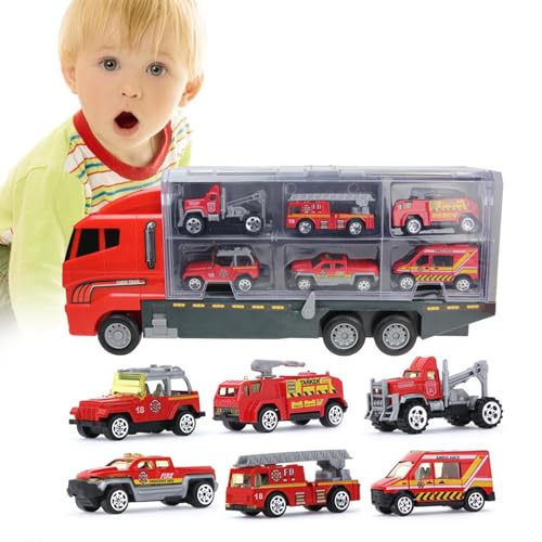 EviKoo -Rettungsfahrzeuge-Spielzeugset, Rettungsfahrzeuge-Spielzeug-LKW, Autos-Konstruktionsspielzeug, pädagogisches, Geburtstagsgeschenk für Mädchen und Jungen im Alter von 4–7 Jahren von EviKoo