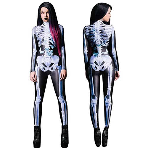 EviKoo Skelett Body Halloween Kostüm | 3D Halloween Skelett Outfit Cosplay | Halloween-Partyzubehör, Body-Overall, Anzieh-Requisite Für Jungen Und Mädchen von EviKoo