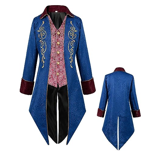 EviKoo Viktorianische Jacke Herren, Gothic Halloween Themen Steampunk Jacke, Mittelalterliches Kostüm für Herren für Halloween-Party, Mottoparty und Cosplay, Herren-Renaissance-Kostüm von EviKoo