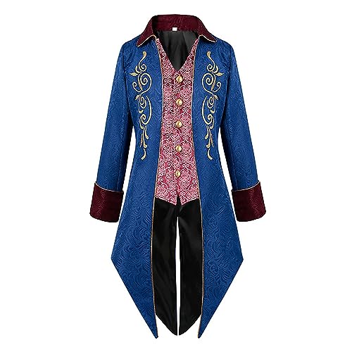 EviKoo Viktorianischer Mantel Herren | Vintage Steampunk Jacke Halloween-Themen,Piratenkostüm für Herren, Herren-Renaissance-Kostüm für Halloween-Party, Mottoparty und Cosplay von EviKoo