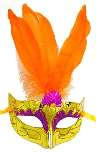 Evil Wear Feder Maske gelb orange venezianisch Karneval Fasching von Evil Wear