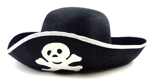 Evil Wear Piraten-Hut schwarz Herren Damen Kinder-Piraten-Hüte Totenkopf Weiss von Evil Wear