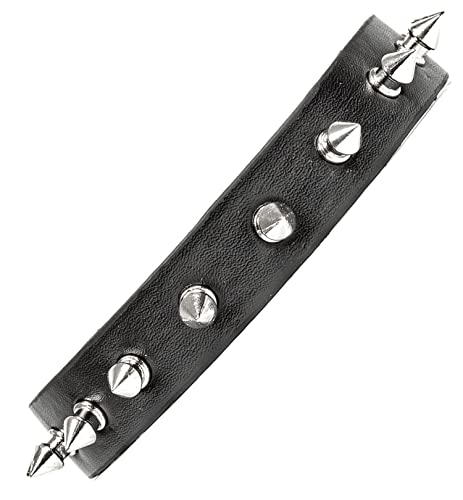 Premium Spalt Leder Nieten-Halsband Edelstahl für Männer Schwarz von Evil Wear