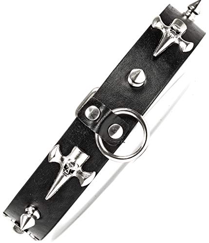 Premium Leder-Halsband Nieten-Halsband Edelstahl für Männer in Schwarz Halsband Gothic Punk Spalt-Leder von Evil Wear