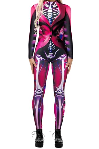 Evioset Einteiliger Strampler für Damen, Totenkopf-Skelett, Halloween-Kostüm, Overall, Roter Skelett-Mantel, S-M Evioset Einteiliger Strampler für Damen, Totenkopf-Skelett, Halloween-Kostüm, Overall, Roter Skelett-Mantel, S-M von Evioset