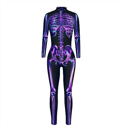 Evioset Einteiliger Strampler für Damen, Totenkopf-Skelett, Halloween-Kostüm, Overall, Skelett Bunt, Large-X-Large Evioset Einteiliger Strampler für Damen, Totenkopf-Skelett, Halloween-Kostüm, Overall, Skelett Bunt, Large-X-Large von Evioset