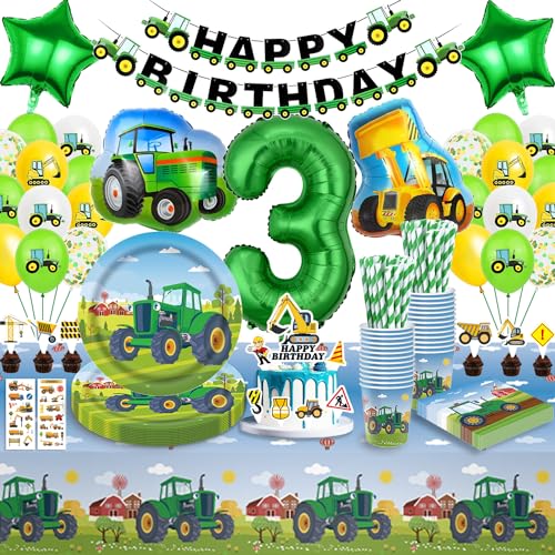 Traktor Partygeschirr Kindergeburtstag 3, Traktor Geburtstag Deko 3 Jahre, Traktor Deko Kindergeburtstag 3, Geburtstag Deko 3 Jahre Junge Traktor Luftballons Pappteller Tischdecke für Junge 16 Gäste Traktor Partygeschirr Kindergeburtstag 3, Traktor Geburtstag Deko 3 Jahre, Traktor Deko Kindergeburtstag 3, Geburtstag Deko 3 Jahre Junge Traktor Luftballons Pappteller Tischdecke für Junge 16 Gäste von Eviznbou