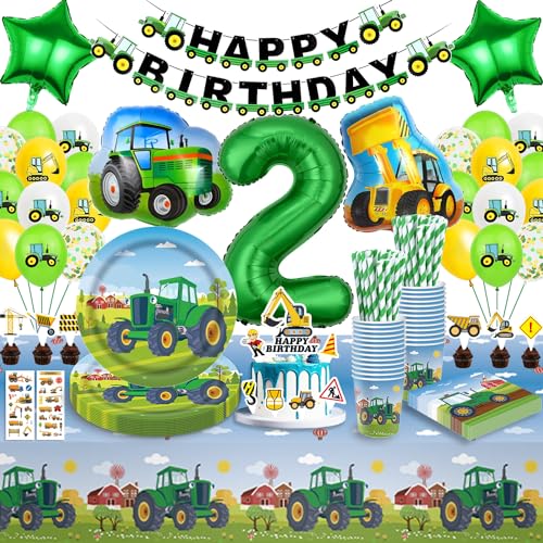 Traktor Partygeschirr Kindergeburtstag 2, Traktor Geburtstag Deko 2 Jahre, Traktor Deko Kindergeburtstag 2, Geburtstag Deko 2 Jahre Junge Traktor Luftballons Pappteller Tischdecke für Junge 16 Gäste Traktor Partygeschirr Kindergeburtstag 2, Traktor Geburtstag Deko 2 Jahre, Traktor Deko Kindergeburtstag 2, Geburtstag Deko 2 Jahre Junge Traktor Luftballons Pappteller Tischdecke für Junge 16 Gäste von Eviznbou