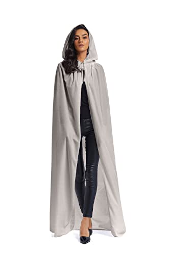 Evlatte Samt Umhang, Erwachsene Kapuzenumhang Samt Umhang Halloween Hexe Kostüm für Damen Herren Cosplay Kostüme, Grau, X-Large Evlatte Samt Umhang, Erwachsene Kapuzenumhang Samt Umhang Halloween Hexe Kostüm für Damen Herren Cosplay Kostüme, Grau, X-Large von Evlatte