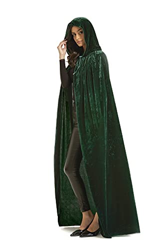 Evlatte Samtumhang, Erwachsenen-Kapuzenumhang, Samt-Umhang, Halloween-Kostüm für Damen und Herren, Cosplay-Kostüme, 150 cm, Grün, Large von Evlatte