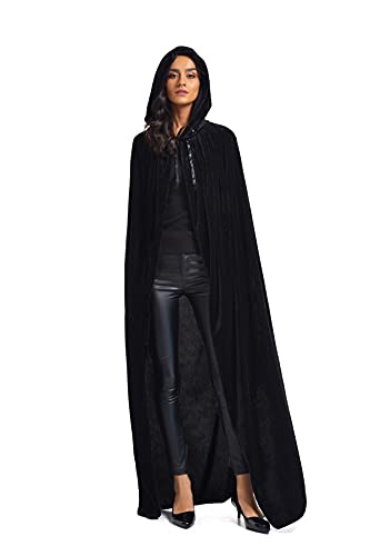 Evlatte Samtumhang, Erwachsenen-Kapuzenumhang, Samt-Umhang, Halloween-Kostüm für Damen und Herren, Cosplay-Kostüme, 150 cm, schwarz, Large Evlatte Samtumhang, Erwachsenen-Kapuzenumhang, Samt-Umhang, Halloween-Kostüm für Damen und Herren, Cosplay-Kostüme, 150 cm, schwarz, Large von Evlatte