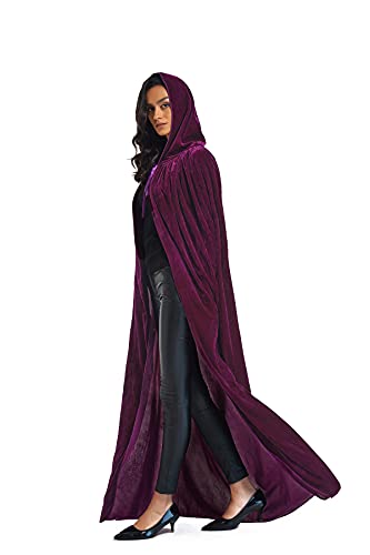 Evlatte Samtumhang, Erwachsenen-Kapuzenumhang, Samt-Umhang, Halloween-Kostüm für Damen und Herren, Cosplay-Kostüme, 150 cm, violett, Large Evlatte Samtumhang, Erwachsenen-Kapuzenumhang, Samt-Umhang, Halloween-Kostüm für Damen und Herren, Cosplay-Kostüme, 150 cm, violett, Large von Evlatte