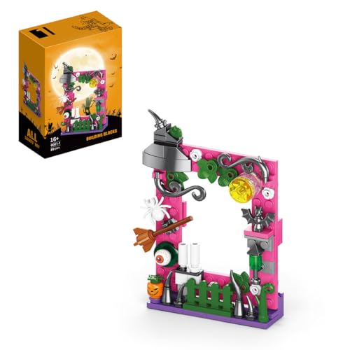 ExPrismarx Halloween Bausteine Bausatz, 89 Stück Bilderrahmen Montage DIY Klemmbausteine Set, Geschenk & Halloween Deko für Erwachsene Jungen Mädchen von ExPrismarx