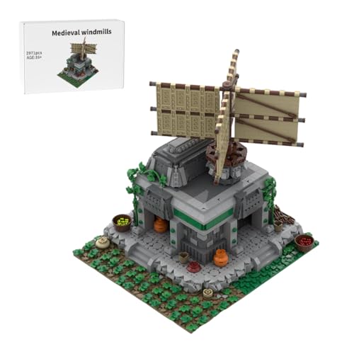 ExPrismarx Mittelalterliche Bausteinset, 2971 Teile Mittelalterliches MOC Vintage Windmühle Klemmbausteine Set, Geschenke Ausstellungsstück für Erwachsene und Jungen, MOC-217264 von ExPrismarx