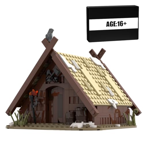 ExPrismarx Mittelalterliche Bausteinset, 311 Teile Mittelalterlicher Das Haus der Wikinger Klemmbausteine Set, Geschenke Ausstellungsstück für Erwachsene und Jungen, MOC-93063 von ExPrismarx
