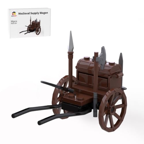 ExPrismarx Mittelalterliche Bausteinset, 36 Teile Mittelalterliches Versorgungswagen Klemmbausteine Set, Geschenke Ausstellungsstück für Erwachsene und Jungen, MOC-87090 von ExPrismarx