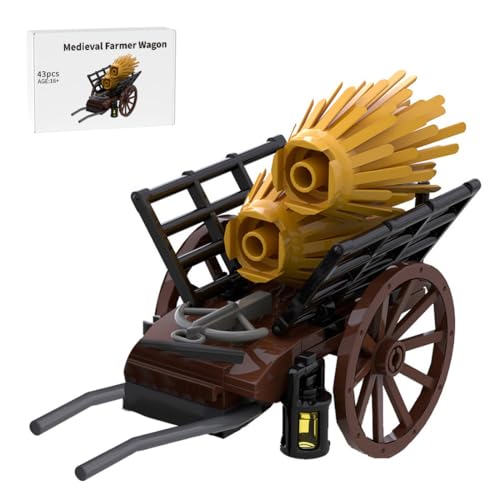 ExPrismarx Mittelalterliche Bausteinset, 43 Teile Mittelalterliches Bauernwagen Klemmbausteine Set, Geschenke Ausstellungsstück für Erwachsene und Jungen, MOC-87186 von ExPrismarx