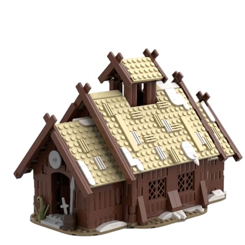 ExPrismarx Mittelalterliche Bausteinset, 746 Teile Mittelalterlicher Die Wikingerhalle Klemmbausteine Set, Geschenke Ausstellungsstück für Erwachsene und Jungen, MOC-96080 von ExPrismarx