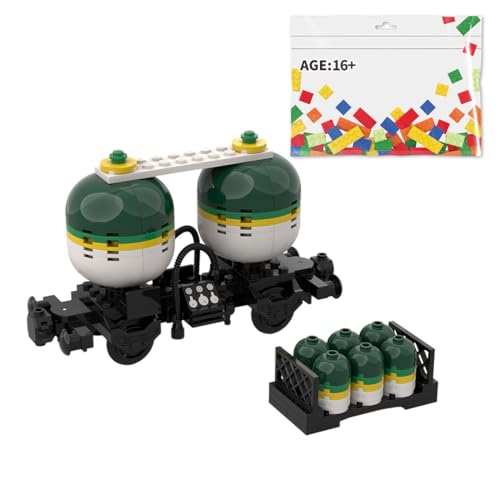 ExPrismarx Zug Bausteine Set, 109 Teile einen Transportzug mit Zwei Tanks DIY Klemmbausteine Bausatz zum Selberbauen, Kreatives Geschenke Ornament für Jugendliche & Erwachsene (Green White) von ExPrismarx