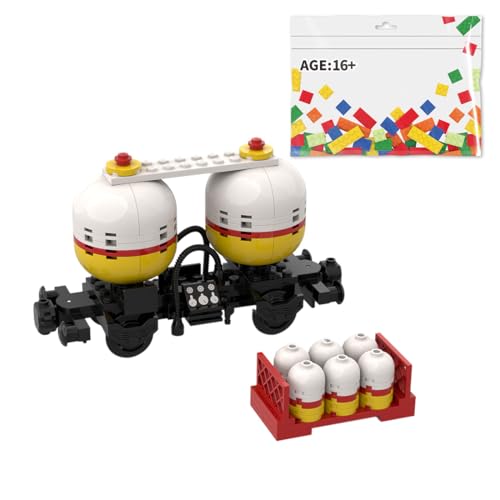 ExPrismarx Zug Bausteine Set, 109 Teile einen Transportzug mit Zwei Tanks DIY Klemmbausteine Bausatz zum Selberbauen, Kreatives Geschenke Ornament für Jugendliche & Erwachsene (White Yellow) von ExPrismarx