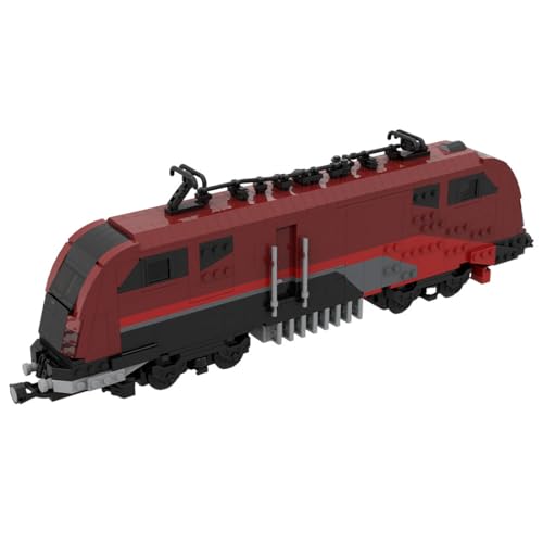 ExPrismarx Zug Bausteine Set, 1160 Teile Lokomotiv-Modelleisenbahn Klemmbausteine Bausatz, Geschenke Ausstellungsstück für Jungen & Erwachsene (Dynamische Version/Dunkelrot) von ExPrismarx