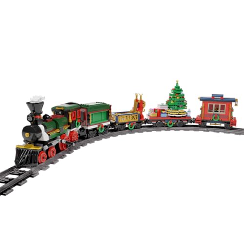 ExPrismarx Zug Bausteine Set, 1197 Teile Weihnachtszug-Modell Klemmbausteine Bausatz, Kreatives Weihnachten Geschenke Ornament für Jugendliche & Erwachsene, MOC-49581 (statische Version) von ExPrismarx