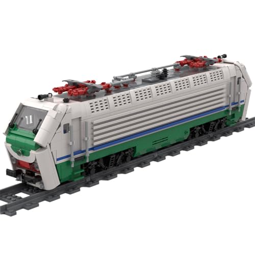 ExPrismarx Zug Bausteine Set, 1282 Teile Italienische Lokomotive E402B Klemmbausteine Bausatz zum Selberbauen, Kreatives Geschenke Ornament für Jugendliche & Erwachsene (Statische Version) von ExPrismarx