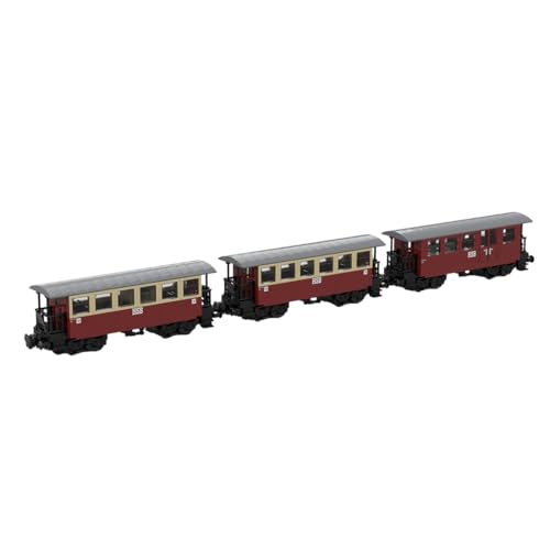ExPrismarx Zug Bausteine Set, 1435 Teile Harzer Schmalspurbahnen Personenwagen DIY Klemmbausteine Bausatz zum Selberbauen, Kreatives Geschenke Ornament für Jugendliche & Erwachsene, MOC-170057 von ExPrismarx
