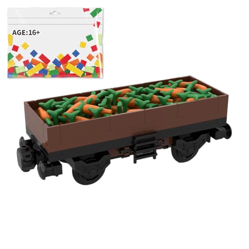 ExPrismarx Zug Bausteine Set, 182 Teile Gemüsetransport-Waggon Klemmbausteine Bausatz zum Selberbauen, Kreatives Geschenke Ornament für Jugendliche & Erwachsene von ExPrismarx