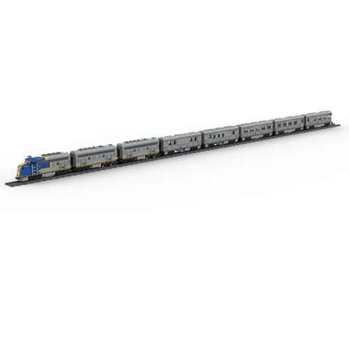 ExPrismarx Zug Bausteine Set, 2777Teile Santa Fe Super Chief Blue Lokomotive Zugmodell Klemmbausteine Bausatz mit Geschwindigkeitsregelung, Geschenke Ausstellungsstück für Jungen & Erwachsene von ExPrismarx