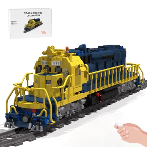 ExPrismarx Zug Bausteine Set, 3163 Teile SD40-2 Eisenbahnlokomotive Klemmbausteine Bausatz, Geschenke Ausstellungsstück für Jungen & Erwachsene (Dynamische Version) von ExPrismarx