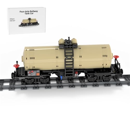 ExPrismarx Zug Bausteine Set, 355 Teile Vierachsiger Öltankwagen Modelllokomotive Klemmbausteine Bausatz, Kreatives Geschenke Ornament für Jugendliche & Erwachsene von ExPrismarx