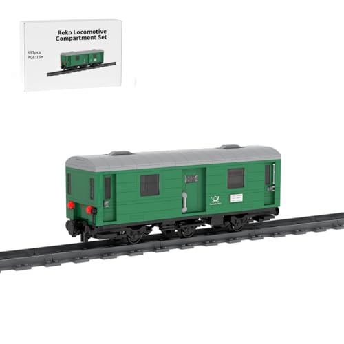ExPrismarx Zug Bausteine Set, 537 Teile Modellierte Reko-Lokomotive mit Abteil Klemmbausteine Bausatz, Kreatives Geschenke Ornament für Jugendliche & Erwachsene von ExPrismarx