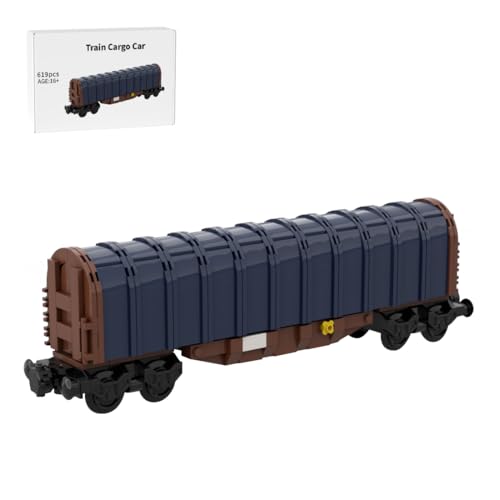 ExPrismarx Zug Bausteine Set, 619 Teile Zug-Güterwagen Klemmbausteine Bausatz, Kreatives Geschenke Ornament für Jungen & Erwachsene (Blau) von ExPrismarx