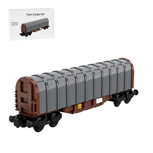 ExPrismarx Zug Bausteine Set, 619 Teile Zug-Güterwagen Klemmbausteine Bausatz, Kreatives Geschenke Ornament für Jungen & Erwachsene (Grau) von ExPrismarx