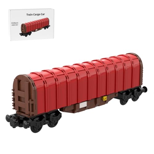 ExPrismarx Zug Bausteine Set, 619 Teile Zug-Güterwagen Klemmbausteine Bausatz, Kreatives Geschenke Ornament für Jungen & Erwachsene (Rot) von ExPrismarx